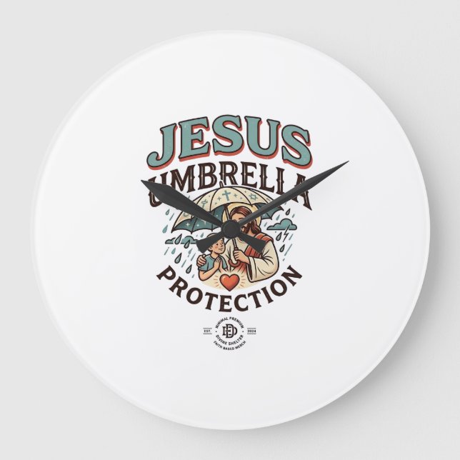 Relógio Grande Guarda-Chuva Jesus Proteção Guarda-Chuva Jesus Pro (Frente)