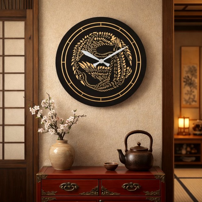 Relógio Grande Guindastes Japoneses Cores Personalizáveis (Criador carregado)