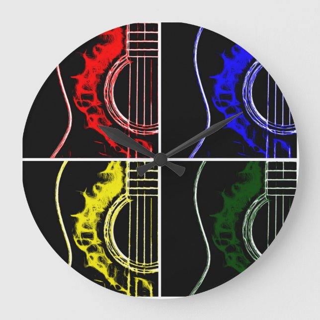 Relógio Grande Guitarra do pop art (Frente)