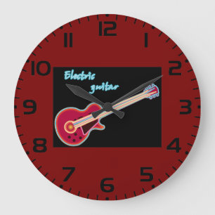 Relógio Grande Guitarra Elétrica Neon Música Rock Retro dos Anos 
