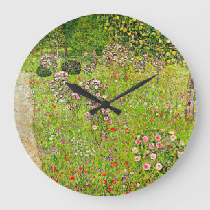 Relógio Grande Gustav Klimt Orchard com Rosas