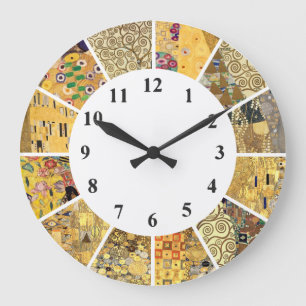 Relógio Grande Gustav Klimt Wall Clock - Dourado padrão Art Nouve