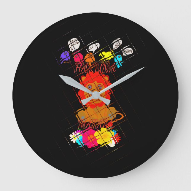 Relógio Grande Hakuna Matata, fofo bebê design (Frente)