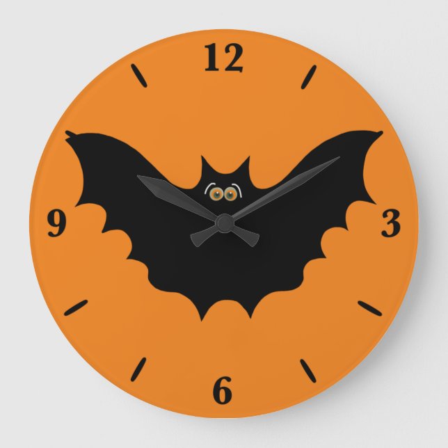 Relógio Grande Halloween Black Bat Large Round Wall Clock  (Frente)