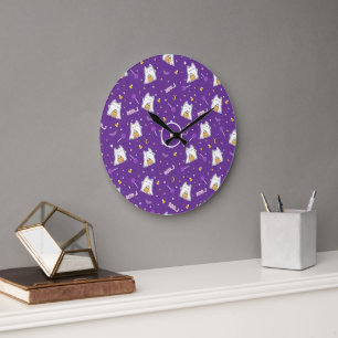 Relógio Grande Halloween Cat Ghost Large Clock