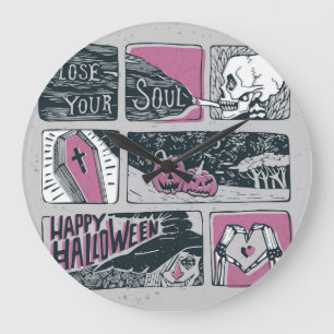 Relógio Grande Halloween dos quadrinhos: Ilustração divertida