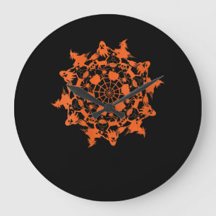 Relógio Grande Halloween Mandala Spider Witch Ghost Skull Gift