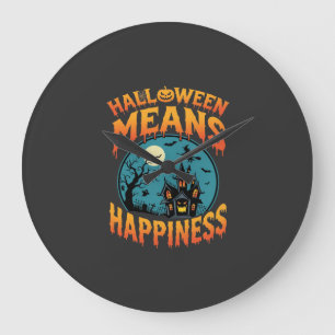 Relógio Grande Halloween Significa Felicidade Vetor de Casa Assom
