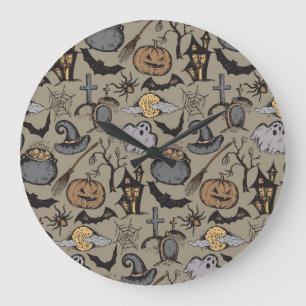 Relógio Grande Halloween Sketch: Vintage Invisível