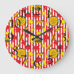 Relógio Grande Hambúrgueres Queijo Cachorros Quentes Restaurante 