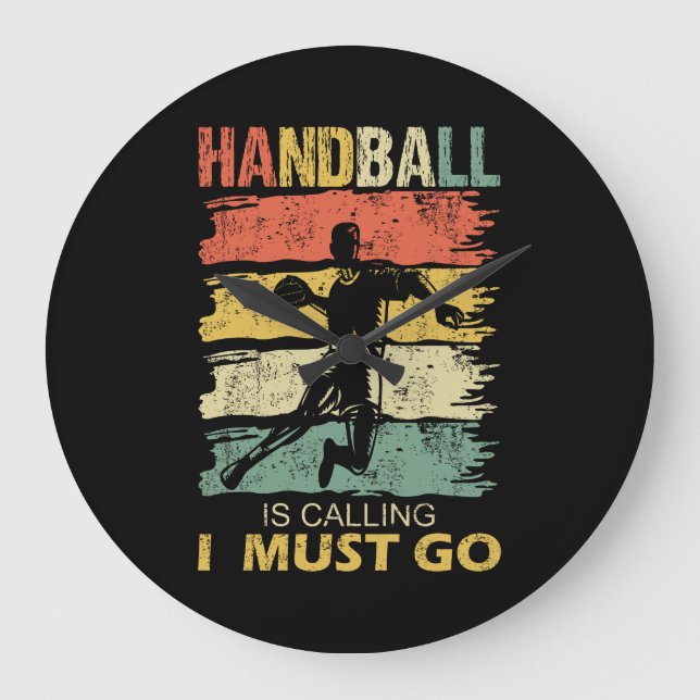 Relógio Grande Handball is Calling Slogan Funny Retro (Frente)
