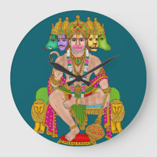Relógio Grande Hanuman Ji Clock   Hindu Lord Hanuman Spiritual Wa