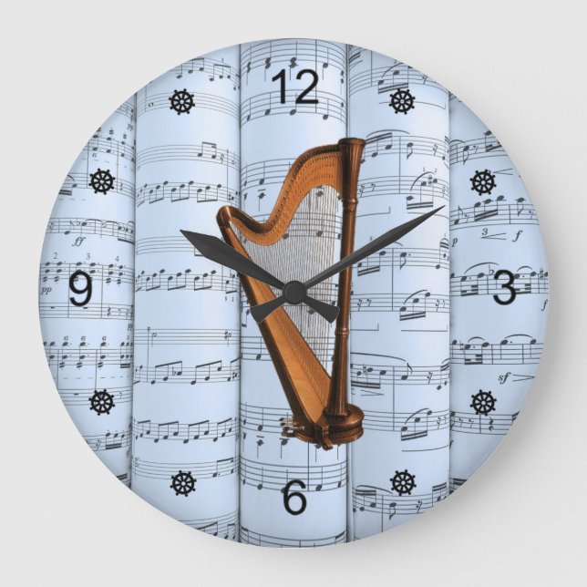 Relógio Grande Harp ~ Roll Sheet Music ~ Blue Tint Background ~ (Frente)