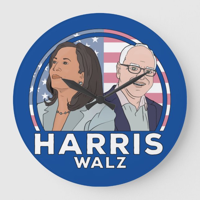 Relógio Grande Harris Walz Election (Frente)