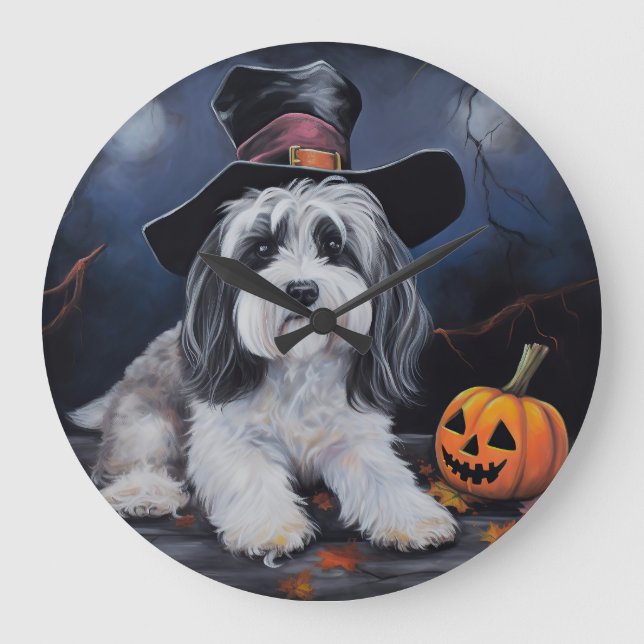 Relógio Grande Havanese Pumpkins Halloween Scary (Frente)