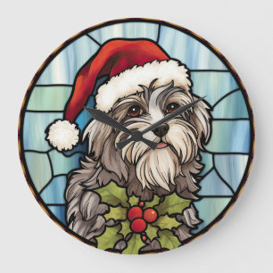 Relógio Grande Havanese Vidro Pintado Natal 