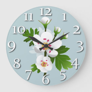 Relógio Grande Hawthorn Flowers Large Clock