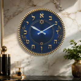 Relógio Grande Hebrew Numbers Elegant Star of David Clock Jewish