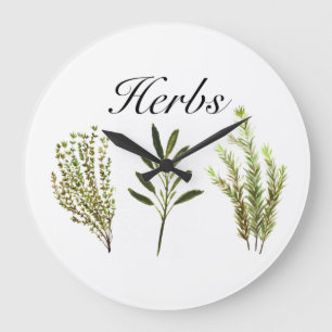 Relógio Grande Herbos Por Aquarelas Thyme Rosemary Sage Plant Pot