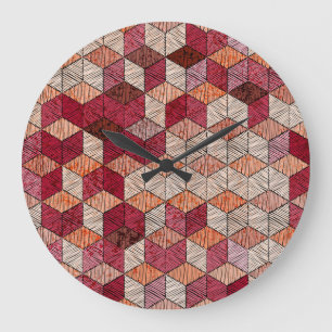 Relógio Grande Hexágonos Bordados: Impressão de Patches Boêmia.