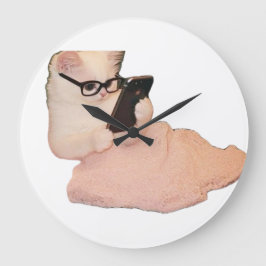 Relógio Grande Hilarious Tech-Savvy Cat Decorative Wall Clock