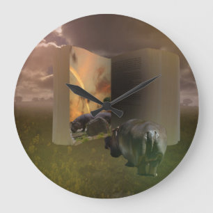 Relógio Grande Hippopotamus Apaixona-Se Pelo Livro De Histórias,