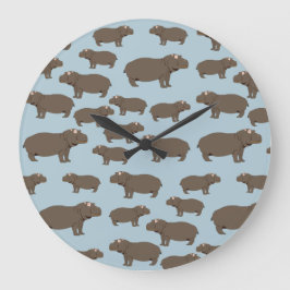 Relógio Grande Hippopotamus Hippo Pattern  