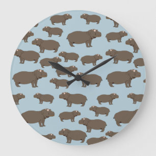 Relógio Grande Hippopotamus Hippo Pattern  
