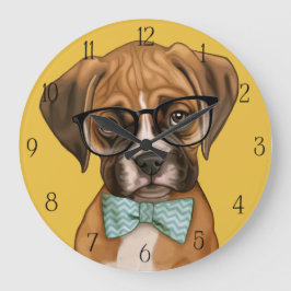 Relógio Grande Hipster Boxer Puppy