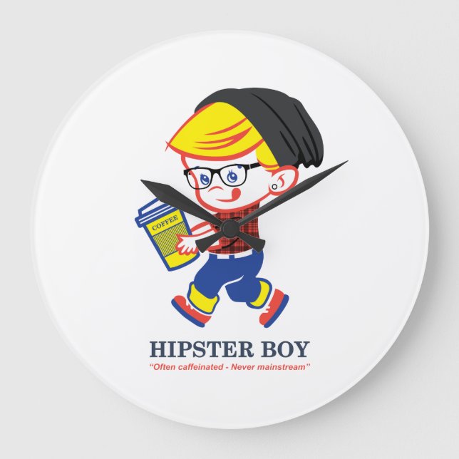 Relógio Grande Hipster Boy - Ilustração de paródia (Frente)