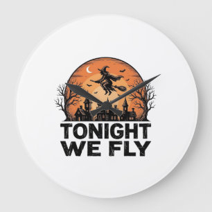 Relógio Grande Hoje à Noite Voamos Camisa Vintage Witch Halloween