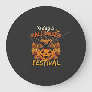 Relógio Grande Hoje É Festival De Halloween Abóboras Empilhadas A
