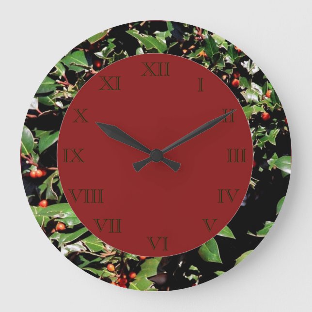 Relógio Grande Holly & Berries Wall Clock (Frente)