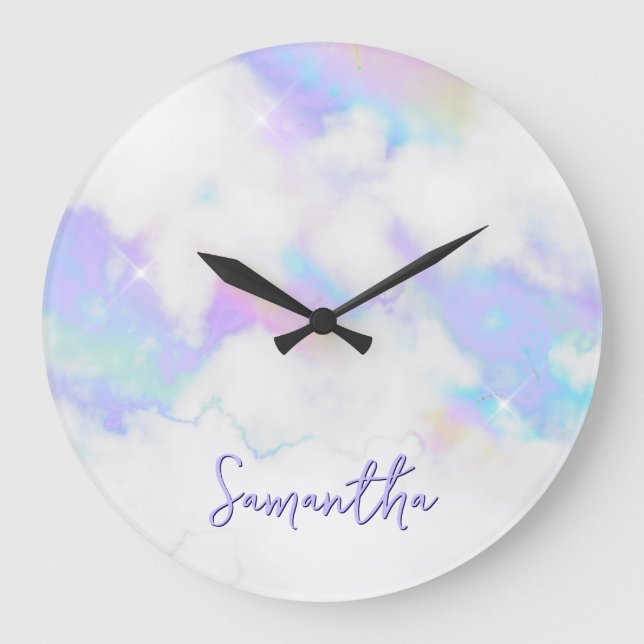 Relógio Grande Holo Glam Marble Name (Frente)