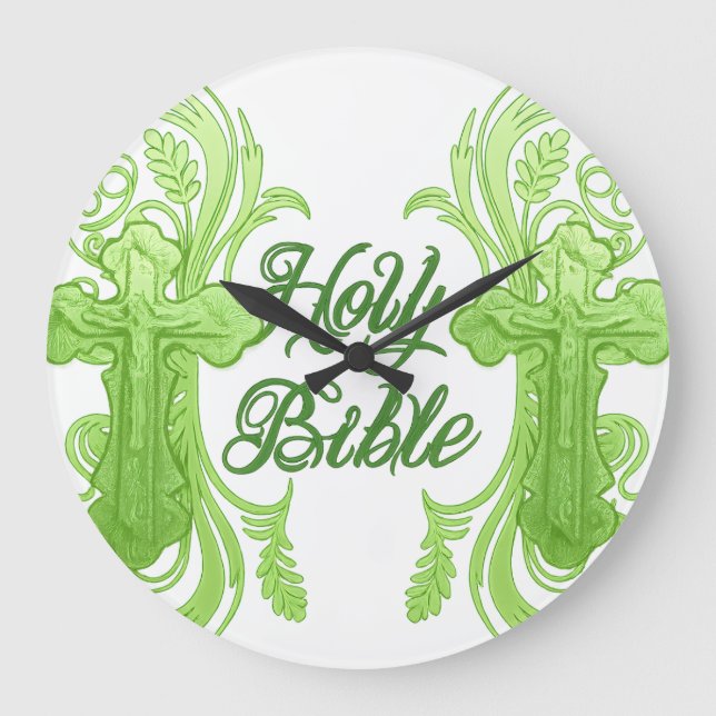 Relógio Grande Holy Bible Wall Clock – Christian Green (Frente)