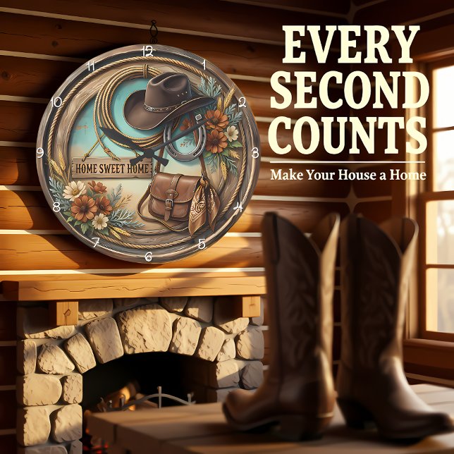Relógio Grande Home Sweet Home Cowboy Hat (Criador carregado)