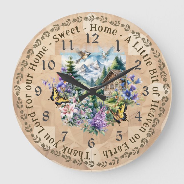 Relógio Grande Home Sweet Home Obrigado Lord Wall Clock (Frente)