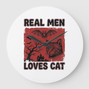 Relógio Grande Homens de Verdade Amam Camiseta Vintage de Gato de