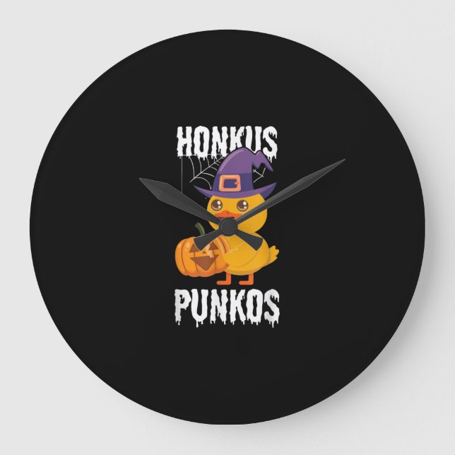 Relógio Grande Honkus Ponkus Funny Duck Halloween Design (Frente)