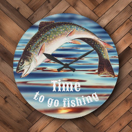 Relógio Grande Hora de Ir Pescar Truta Salmonea