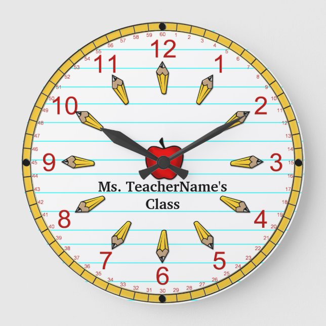 Relógio Grande Hora para a classe - numerada (personalizado) (Frente)