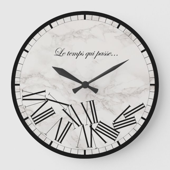 Relógio Grande Horloge murale - Le temps qui passou... Effet marb (Frente)