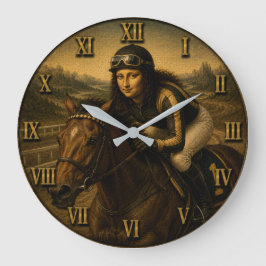 Relógio Grande Horse Racing Funny Mona Lisa Jockey Gift