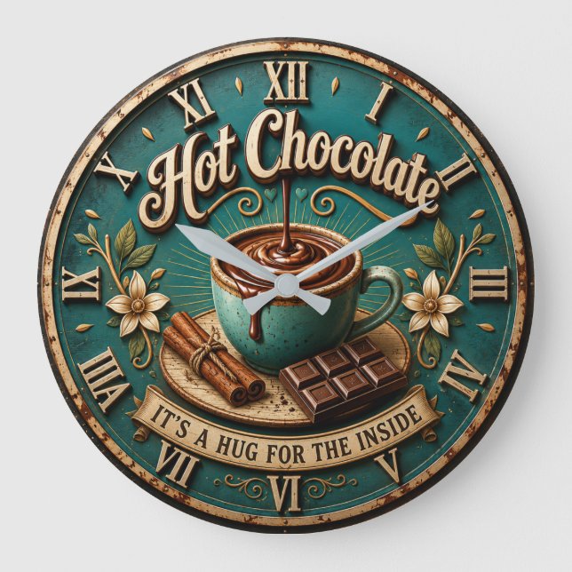 Relógio Grande Hot Chocolate  Coffee Bar Rustic Farmhouse  (Frente)