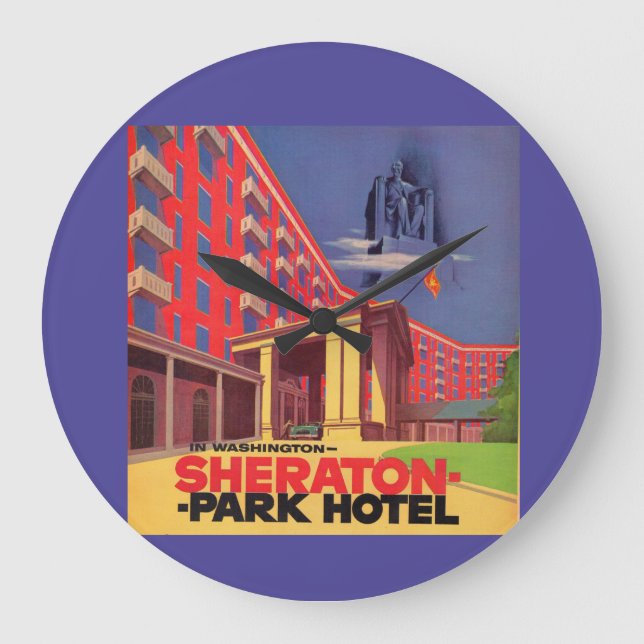 Relógio Grande Hotel Sheraton Park dos anos 50 - Washington, DC e (Frente)