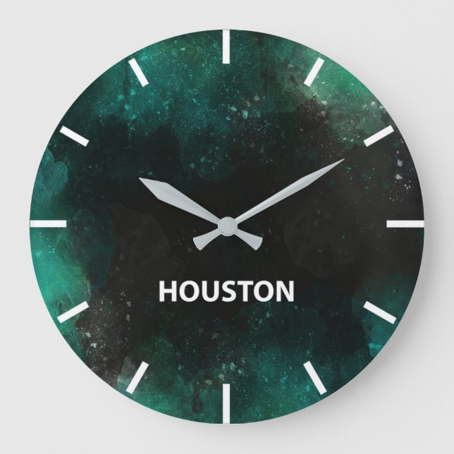 Relógio Grande Houston Time Zone Newroom Wall (Frente)