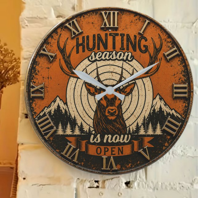 Relógio Grande Hunting Season Is Now Open Hunter Cabin (Criador carregado)