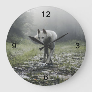 Relógio Grande Husky Siberiano Branco