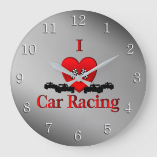 Relógio Grande I Heart Car Racing Wall Clock