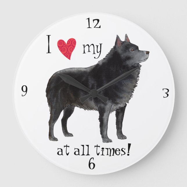 Relógio Grande I Love my Schipperke (Frente)